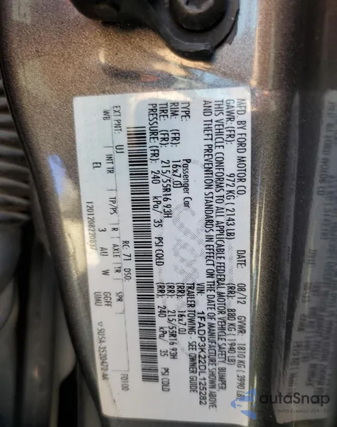 2013 Ford Focus Se from USA, damaged, VIN 1FADP3K22DL125282